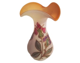 Antique Opaline Vase: Enamelled Floral Decoration, Napoleon III Era