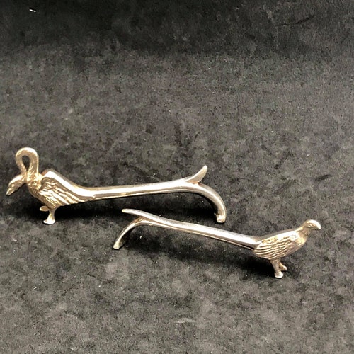 Knife Rests for table Art Deco Animal shops Swan Holders Silver Plated Metal. animal shaped Dinner table holiday elegant set of 2 gift for couple