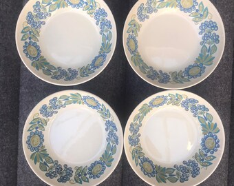 Figgjo Flint Coupe Soup bowl by Turi Gramstad-Oliver, Tor Viking pattern  Set 4 plates, 17 cm / 6.6"  kitchen Norvegian Design table