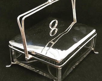 Antique Edwardian Silver Plated Butter Dish with Glass Insert