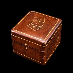 Vintage Miniature Playing Cards Set: Italian Leather Travel Box