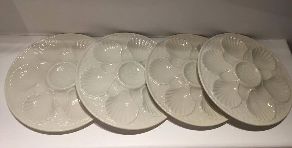 ヴィンテージ ロンシャン オイスタープレートセット：フランスの白磁