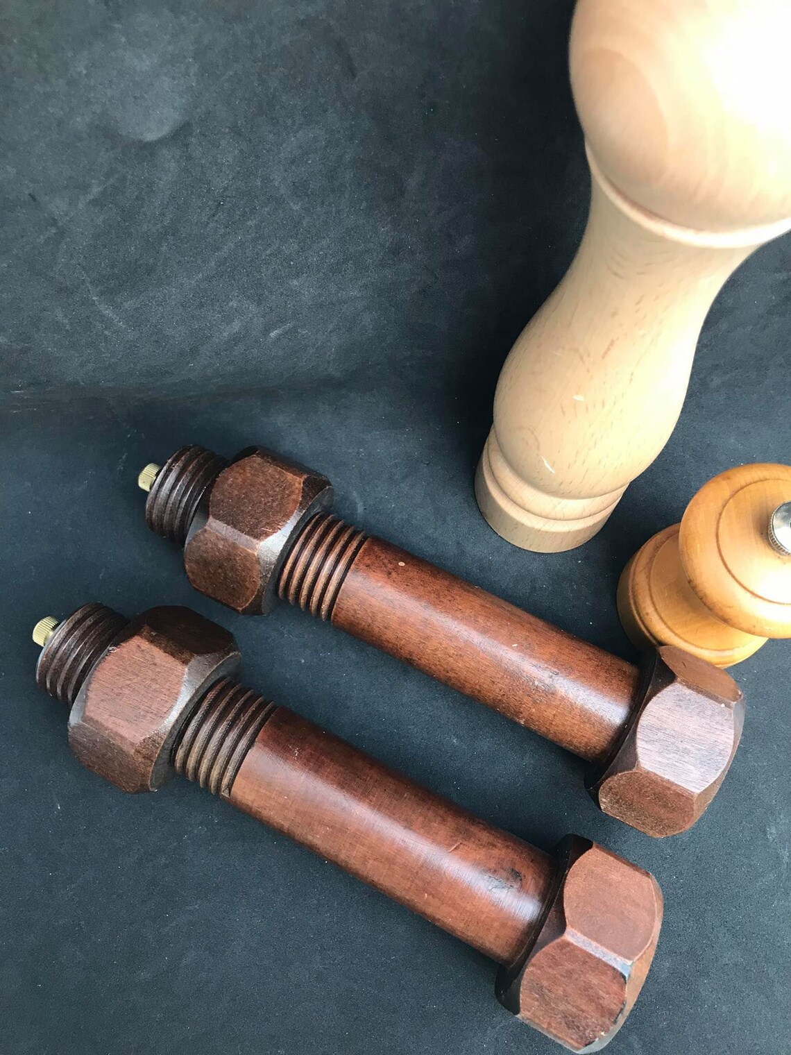 Vintage Salt Pepper Mill Wood Peugeot Set 4 pieces Salt Etsy