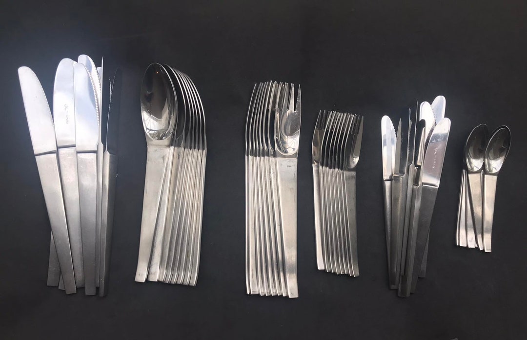 Modernist Flatware Set Carl Auböck Design for Morinox and Amboss 50s Post Modern Lunik 2060
