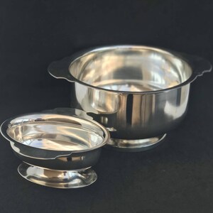 Vintage Wiskemann Silver Plated Serving Bowl and Gravy Boat: Art Deco Belgian Decor