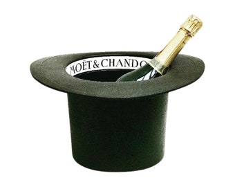 Champagne ice bucket Moet and Chandon French Vintage 80s Hat shaped Wine Cooler large rigid plastic bar cart garden bar drinks barware gift