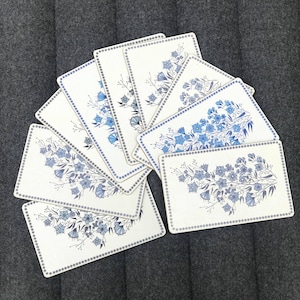 Vintage 70s Melamine Cutting Boards: Blue Floral Breakfast Set