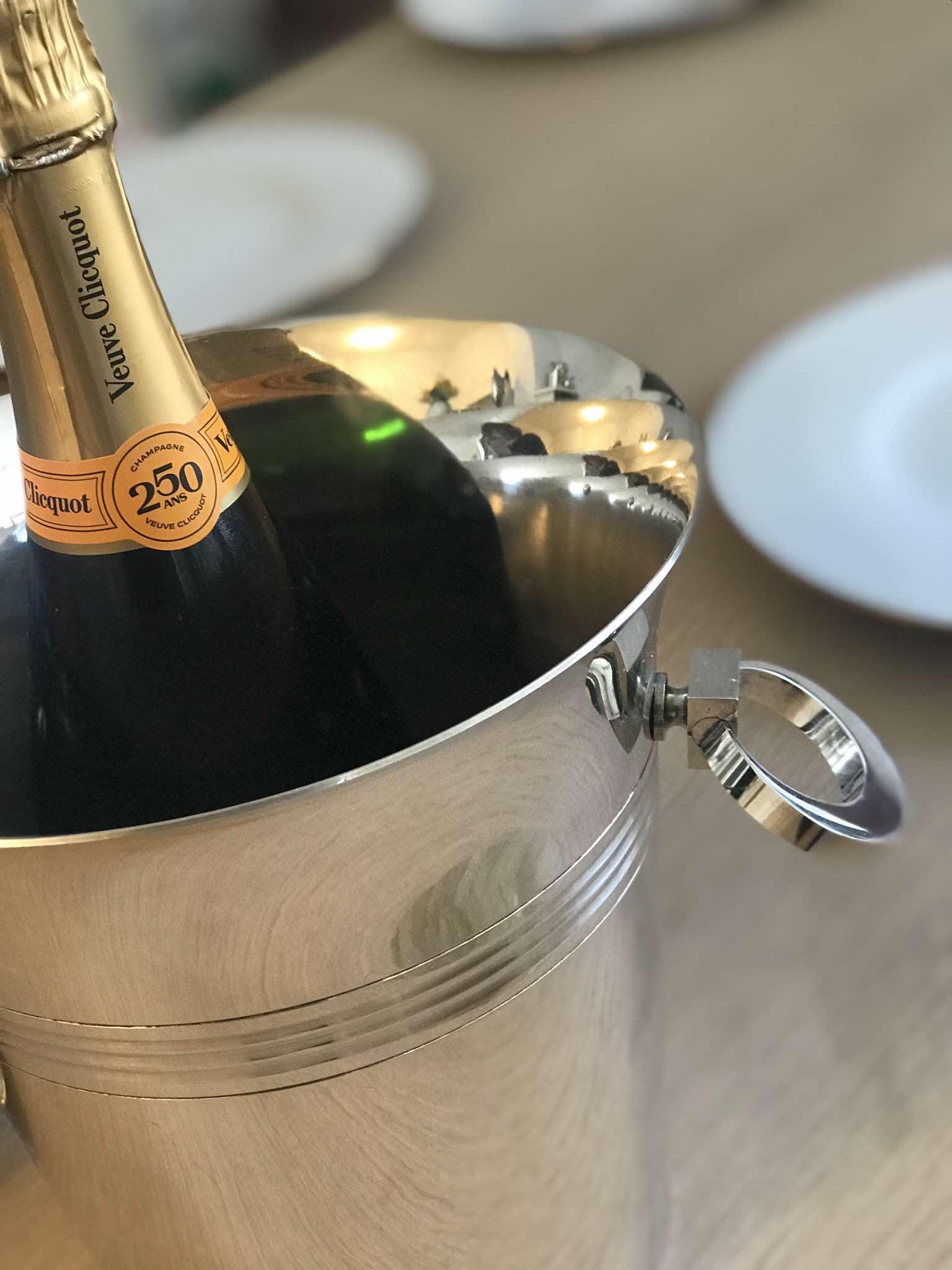 Seau à Champagne Métal Argenté – Style Art Déco – Années 70 – Avec Poignée