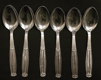 Antique Silver Plated Spoons - Set of 6 Danish Art Nouveau Cutlery
