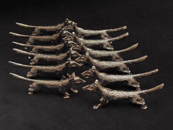 Vintage Silver Plate Fox Knife Rests - Mid Century Animal