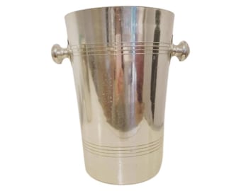 Seau à Champagne Isotherme Vintage ASE - Habillage Cuir Et Alu - Avec Poignée