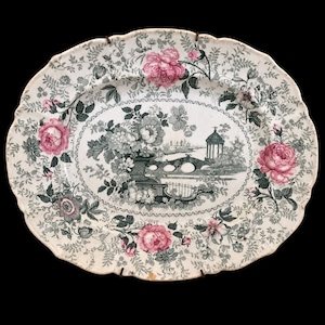 Antique English Transferware Tray: 1835 Spode New Stone China, Architectural Scene