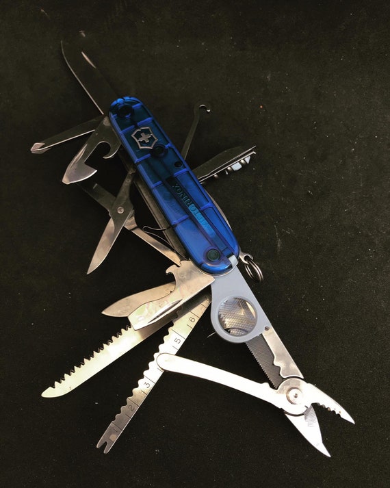 Swiss Army Knife Victorinox Champ Blue 33 Tools Officer Gift for Him Father Day Gift Scissors Magnifying Glass Bottle Opener Best Man Gift Etsy