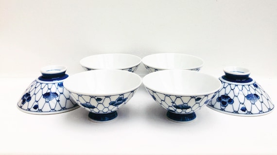 Blue And White Bowls Chinese Blue And White Porcelain Footed Etsy