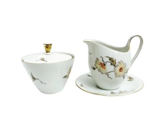 Jarra y azucarero vintage Seltmann Weiden: detalles en oro Isolde, porcelana alemana de los años 50