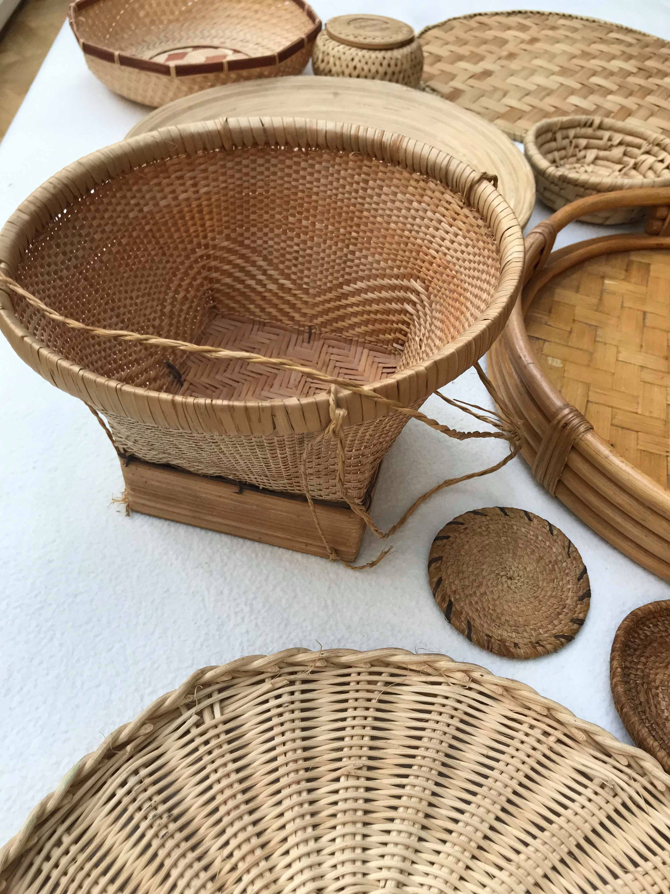 Boho wall art Woven Basket Wicker wall basket round rattan