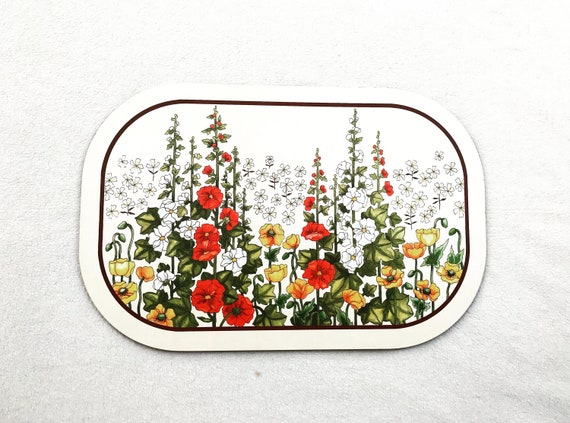 Melamine board Vintage 70s chopping Vintage 70s St Michael Double Sided Melamine Covered Flowers Floral Cottage Cabin Decor Retro Kitchen