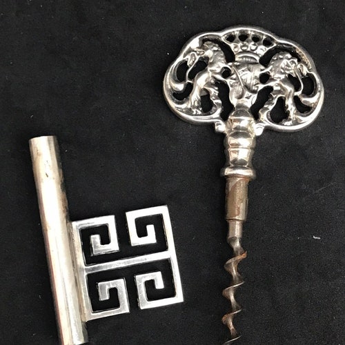 Liquors labels Corkscrew metal Sherry Gin vintage Bottle neck tags shops grapes decor decanter label bar cart decor gift for him wine tasting
