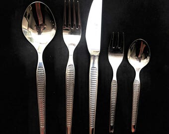 Vintage Solingen Flatware Set for 6: German Stainless Steel Cutlery, 30 Piece