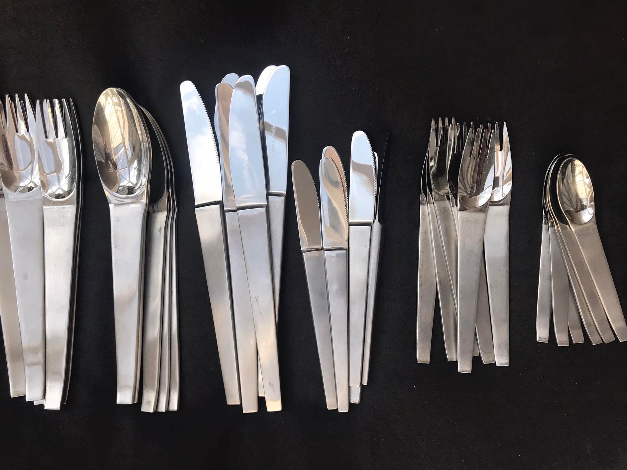 Modernist Flatware Set Carl Auböck Design for Morinox and Modernist Flatware Set Carl Auböck Design for Morinox and