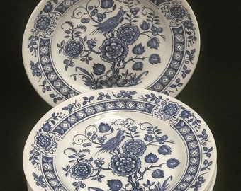 Broadhurst Ironstone blue and white Set 5 dessert/cake/bread plates china Nankin pattern Vintage, blue and white Staffordshire cake plate