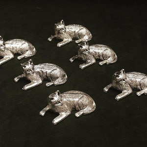 Markeer stoel Plaatskaart Kattentafel Franse vintage naamkaart naamkaartsleuf, naamkaarthouder, besteksteunen, Frans cadeau dierenliefhebber jaren 60