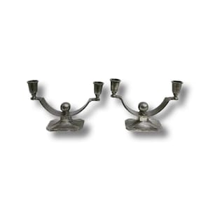 Candelabros de peltre Art Déco de Just Andersen - Dinamarca, 1932