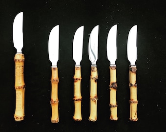 Kay Bojesen Bamboo Handle Fruit Knife Set - Danish 1950s Stainless Flatware