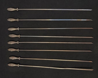 ヴィンテージメタルBBQ串セット：手鍛造の魚デザイン、グリルアクセサリー