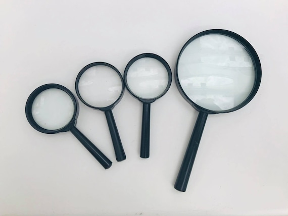 憧れの 4 Set Japan Glass Magnifying Vintage Desk Size Small Large メガネ・老眼鏡