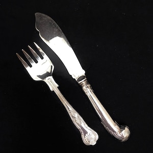 Sardine Fork and knife Victorian Silver plated server decorative fork English Antique collection gift for hostess christmas table gothic