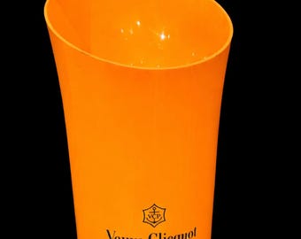 Seau à champagne Veuve Clicquot vintage : décoration de chariot de bar orange