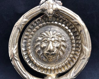 Aldrava de porta vintage em formato de cabeça de leão em bronze: decoração grande para porta de entrada