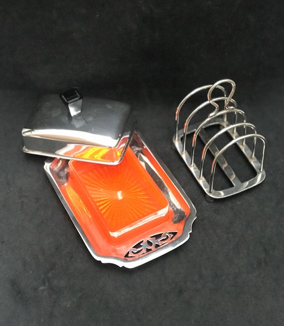 Set De Table Porte-Toasts Et Beurrier En Métal Argenté - Occasion