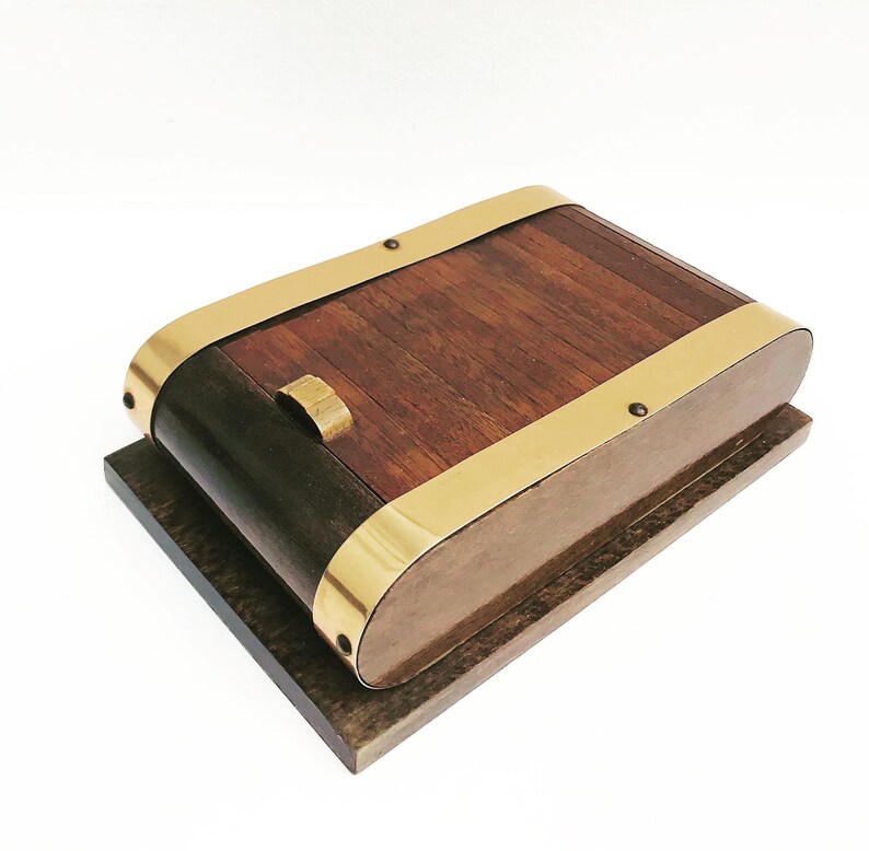 Art Deco Box With Rolling Lid Wooden Jewelry Desk Accessories Etsy