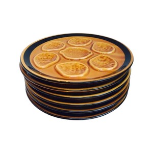 Set of 6 Vintage Niderviller Ceramic Oyster Plates - French Earthenware