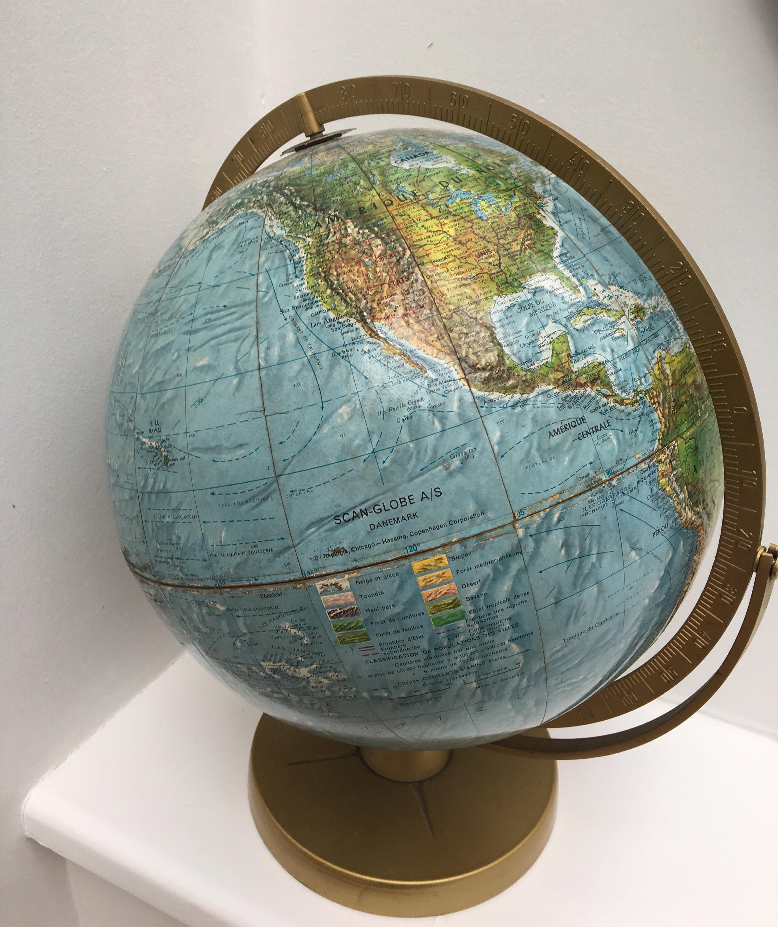 World Globe, Large Vintage Globe on Stand Earth Office