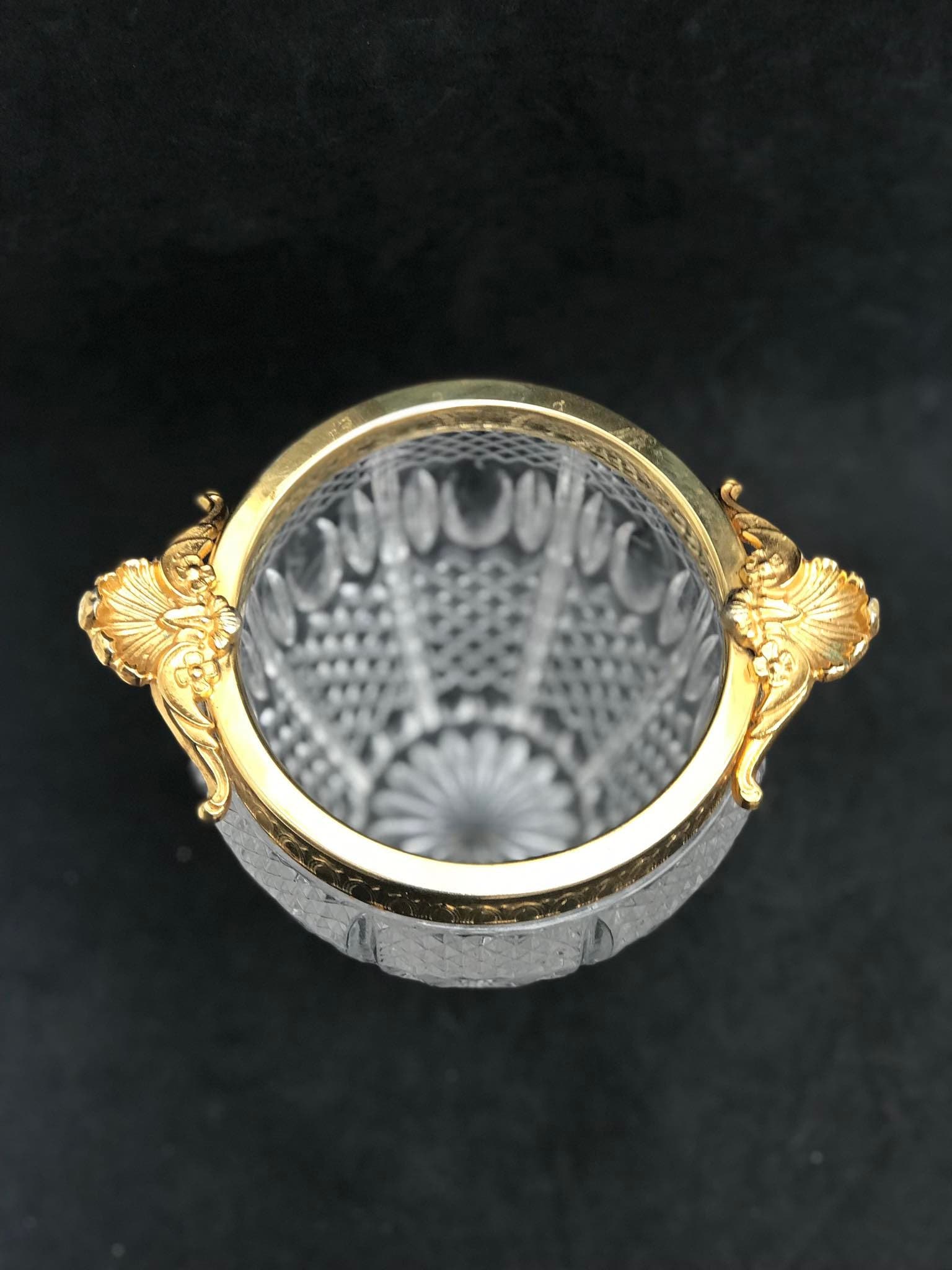 Seau à Glace En Cristal Bohème Vintage 50-60 – Style Saint Louis – Hauteur 14,5 Cm