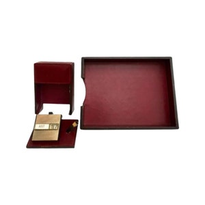 Vintage Leder Schreibtisch Organizer Set: Ewiger Kalender