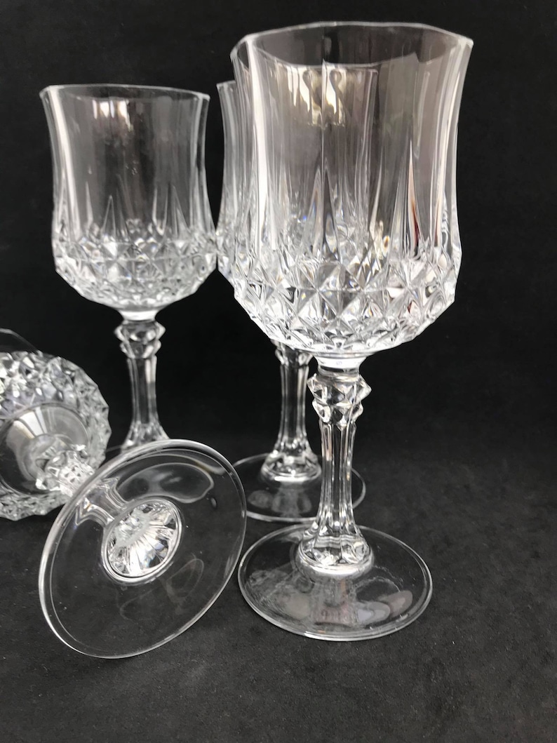 Vintage Wine Glasses With Diamond Cut Pattern Heavy Crystal Etsy