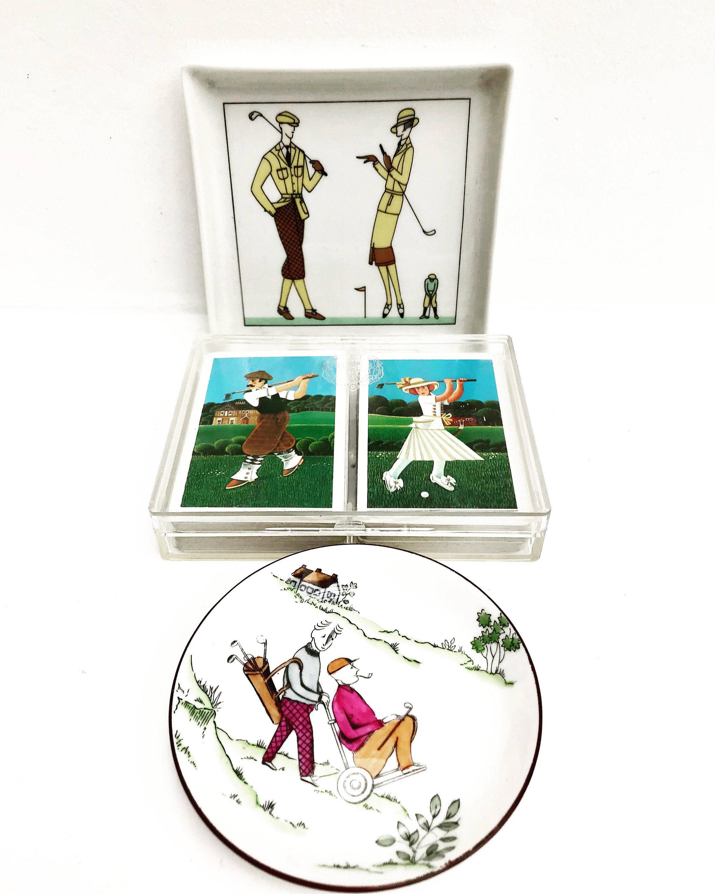 Golfer Gift Plates Golf Playing Cards And Accessories Vintage Etsy