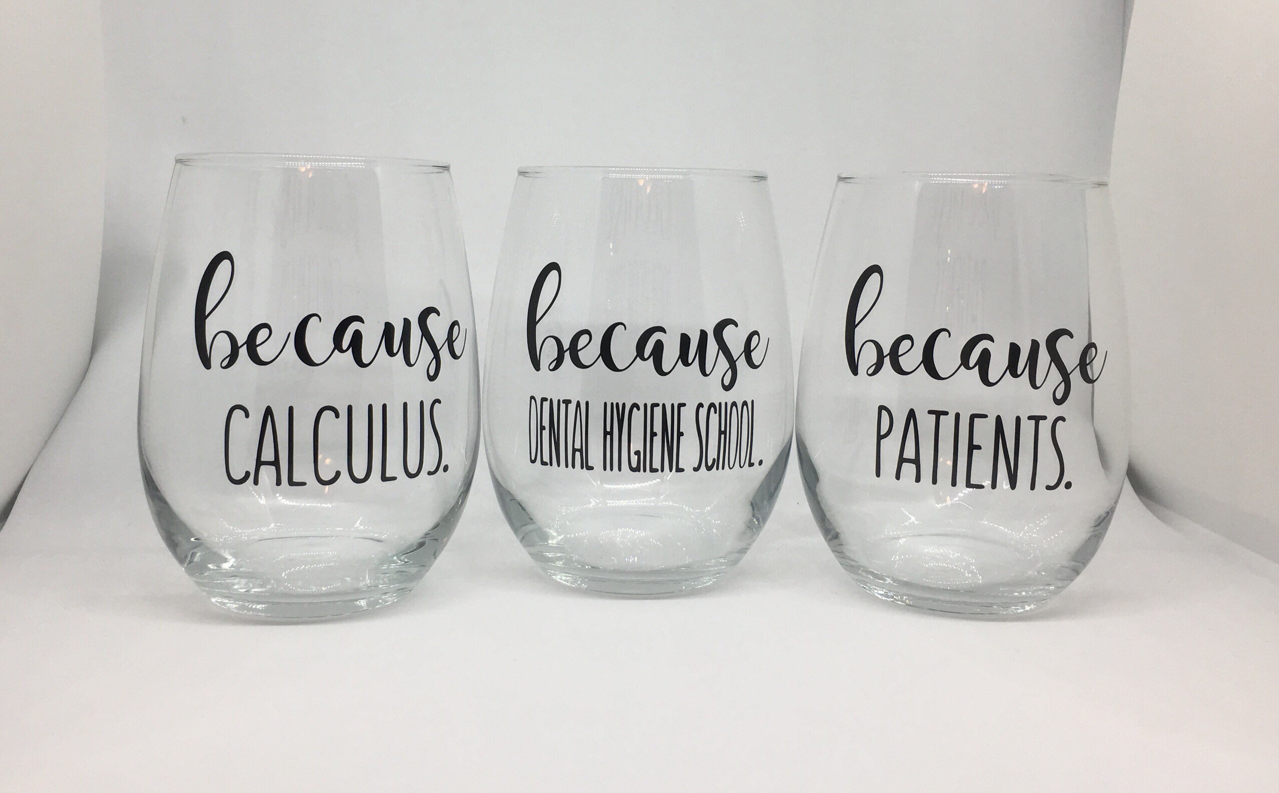 Set of 3 Dental Hygiene Stemless Wine Glasses Glass for Etsy