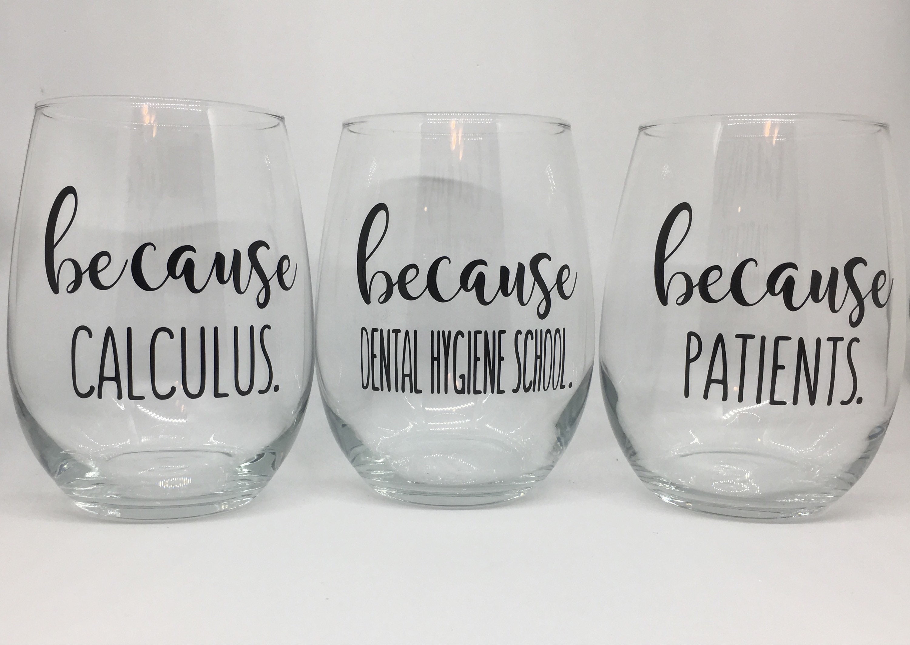 Set of 3 Dental Hygiene Stemless Wine Glasses Glass for Etsy