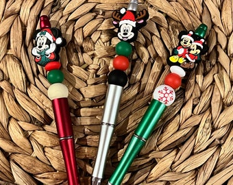 Christmas Mickey Pen Christmas Minnie Pen Mouse Ears Christmas Pen Beaded Mickey Stocking Stuff Minnie Ears Gift Mickey Ears Gift