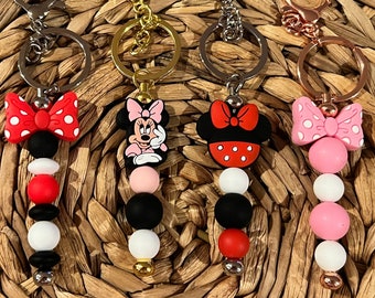 Minnie Beaded Keychain Mouse Ears Personalized Bag Tag Mickey Silicone Beaded Bag Tag