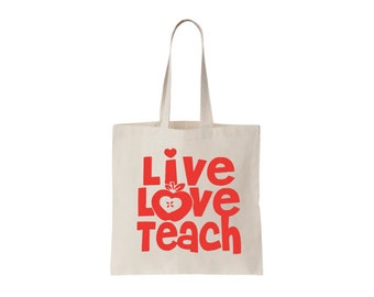 Teacher Tote Bag, Teacher Gift, Teacher Appreciation Gift, Teacher Christmas Gift, Canvas Teacher Bag, Teacher Christmas Present