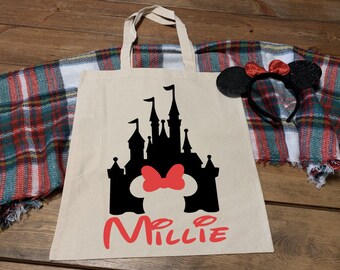 Minnie Tote Bag Mickey Tote Bag Minnie Gift Mouse Ears Tote Bag Castle Tote Bag Theme Park Tote Bag Minnie Lover Gift Minnie Castle Bag