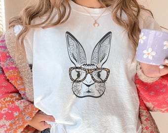 Easter Shirt, Easter Bunny with glasses shirt, cute Easter shirt, Easter Bunny Shirt, Cute Bunny Shirt, Easter Rabbit Shirt
