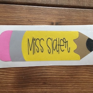 Pencil Decal Vinyl Decal Teacher Decal Pencil Vinyl Decal Teacher Gift Teacher Teacher Appreciation New Teacher Preschool Teacher School