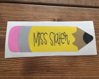 Pencil Decal Vinyl Decal Teacher Decal Pencil Vinyl Decal Teacher Gift Teacher Teacher Appreciation New Teacher Preschool Teacher School